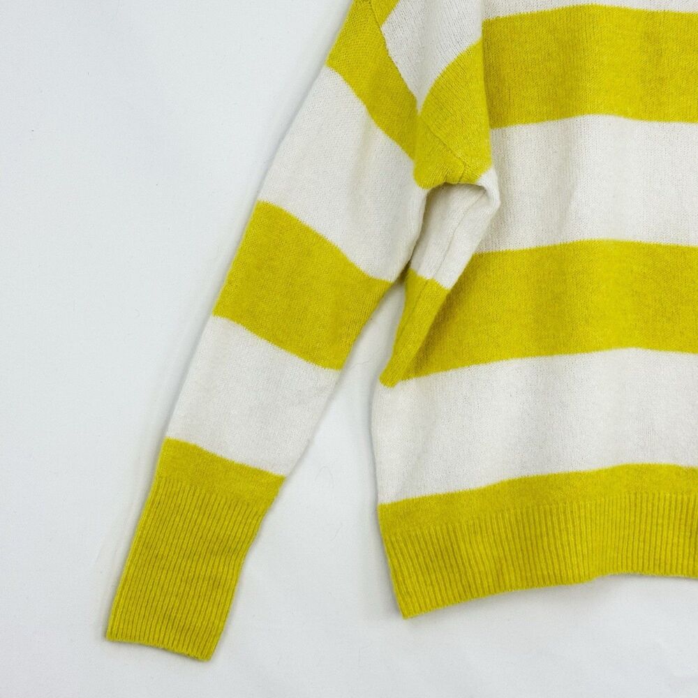 Vince Camuto Yellow White Stripe Knit Sweater Long Sleeve Womens XS - Picture 5 of 10